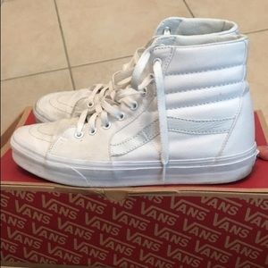 All white high top vans